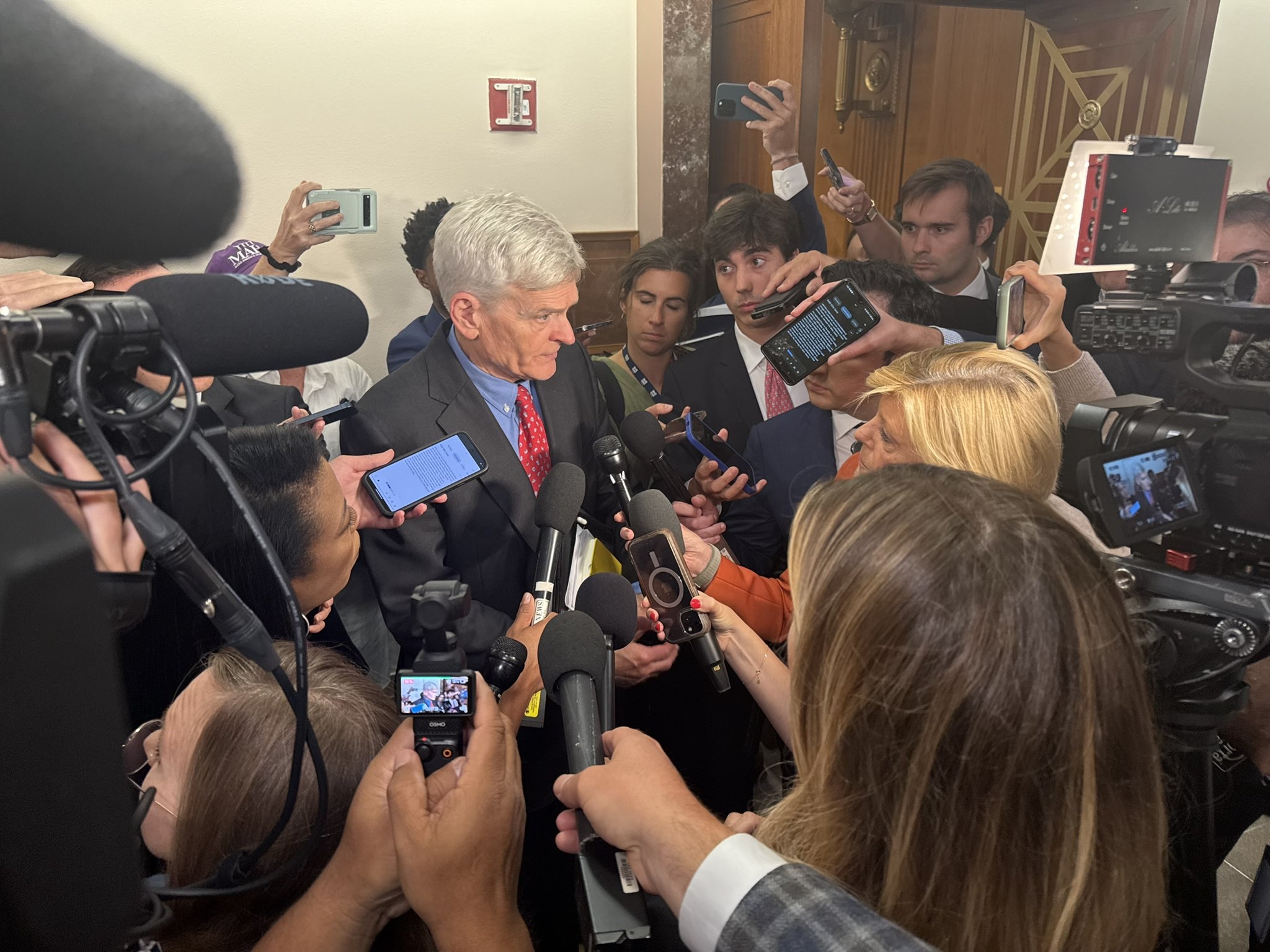 Louisiana Republican Sen. Bill Cassidy, chairman of the Health, Education, Labor and Pensions Committee, speaks with reporters  after holding a hearing with former Centers for Disease Control and Prevention Director Susan Monarez on Wednesday, Sept. 17, 2025. (Photo by Jennifer Shutt/States Newsroom)